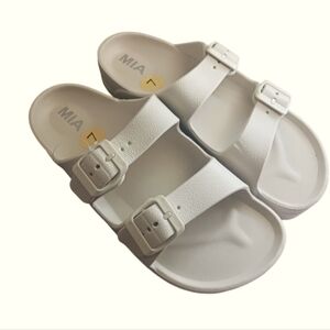 MIA Cream Platform Sandals Janell Sand Eva Size 7 Double Buckle Adjustable New